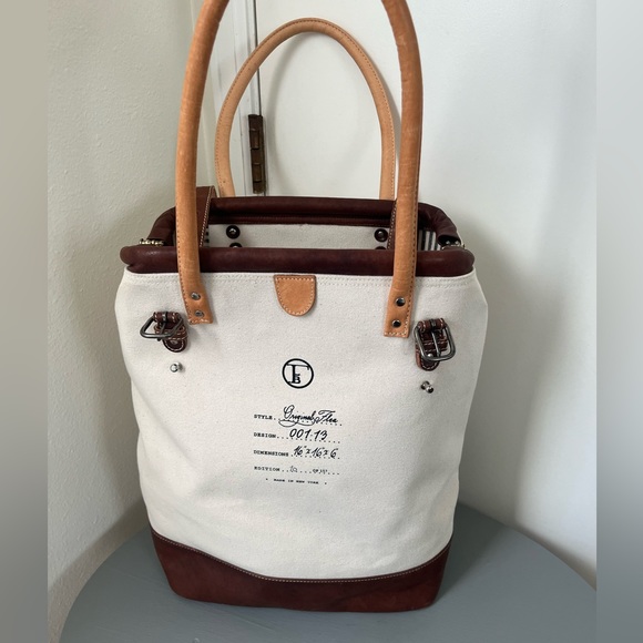 Elegant Canvas and Leather Shoulder Bag - Picture 6 of 10